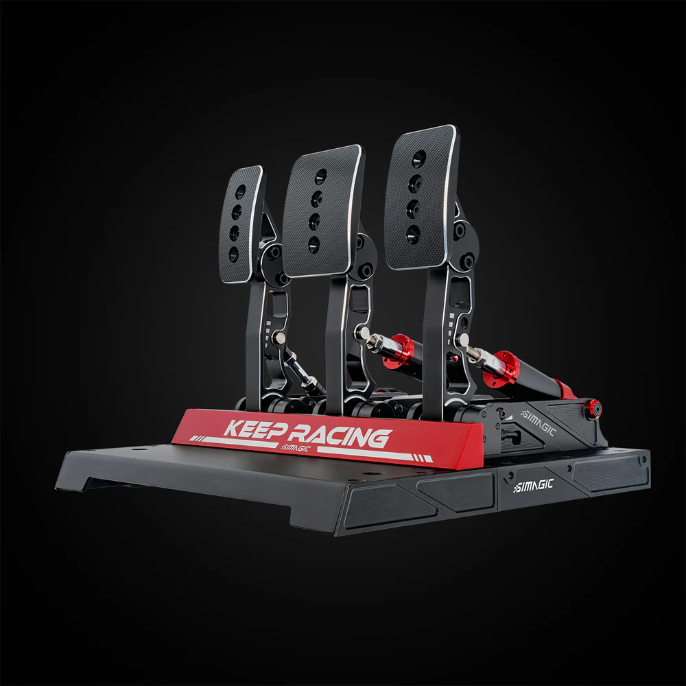 Simagic P1000 Crimson Edition Hydraulic Triple Pedal Set, Load Cell