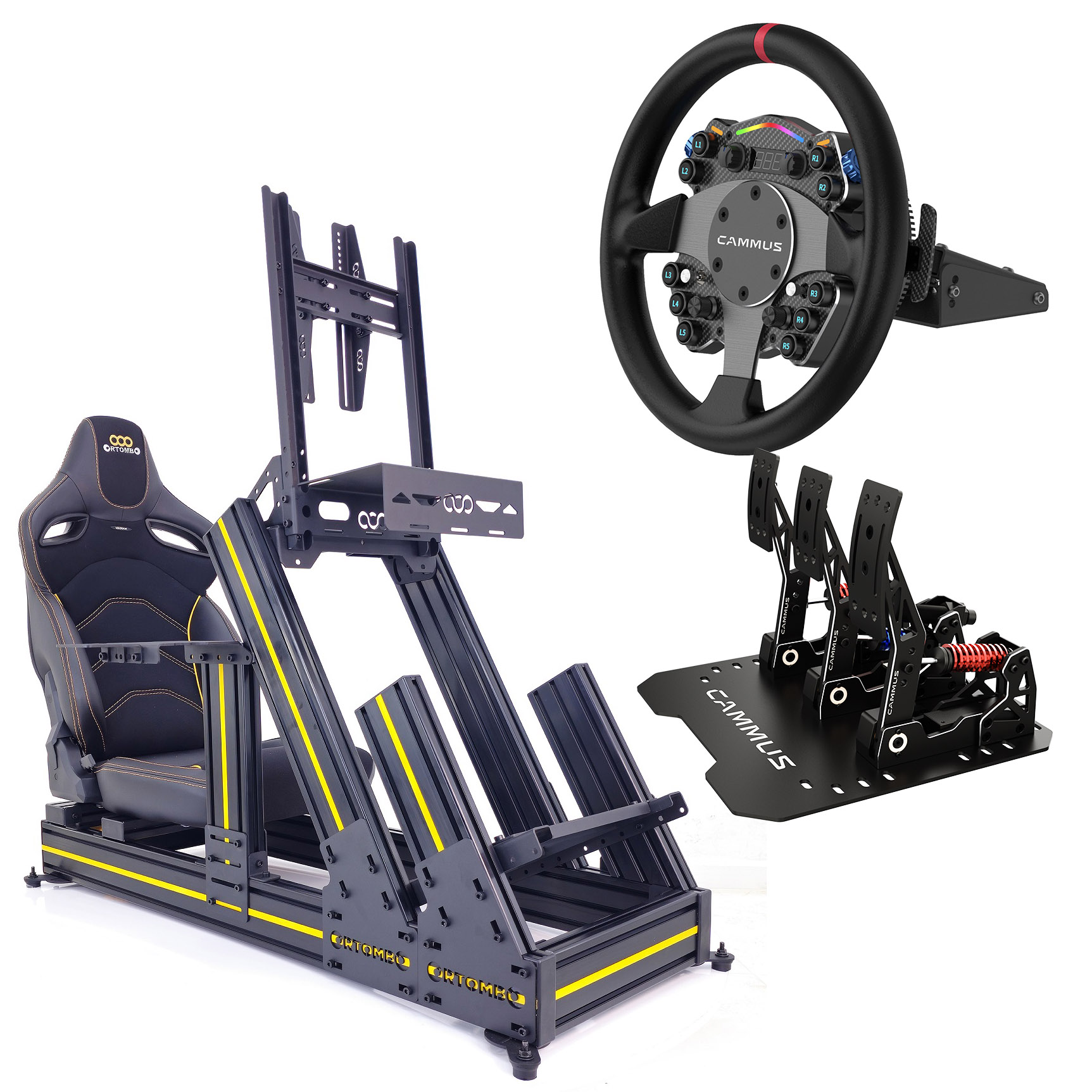 Orthombo GTR GTS Gaming Room Package with Cammus C12 Steering Wheel Set