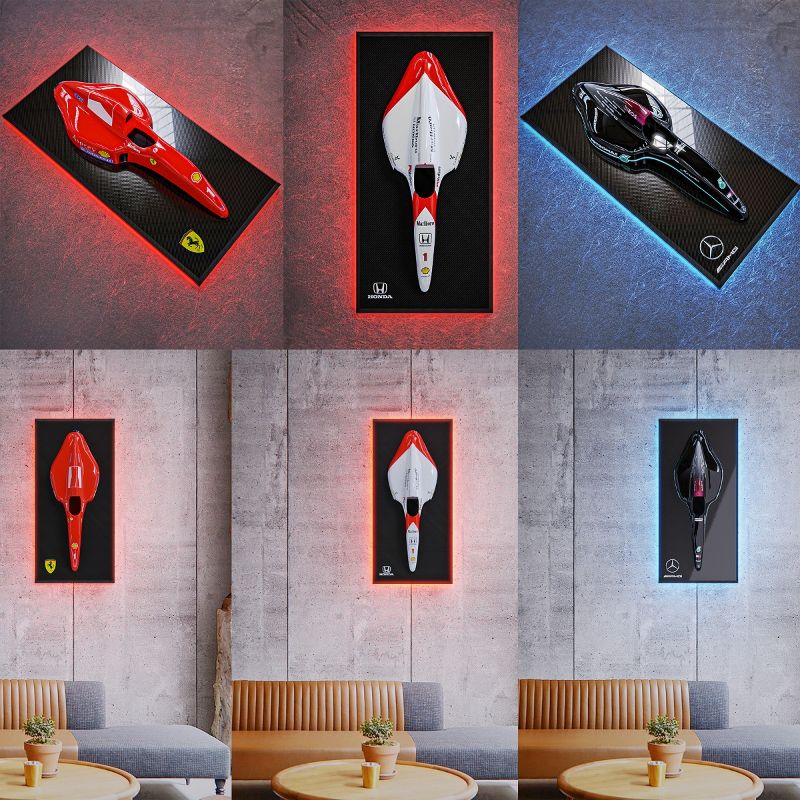 Illuminated Wall Decor – Formula 1 Models: F1 Senna, Schumacher, Mercedes, Red Bull