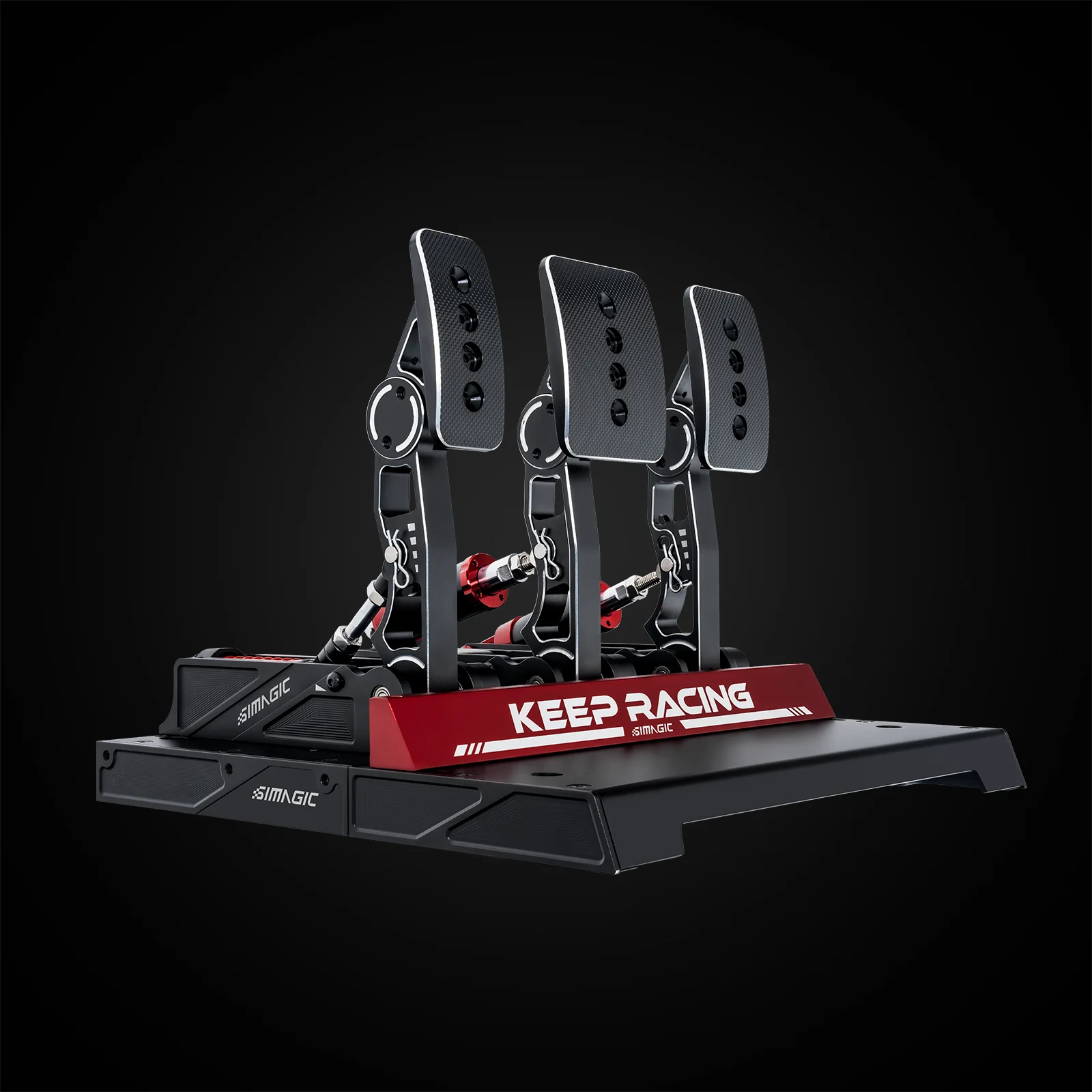 Simagic P1000 Crimson Edition Hydraulic Triple Pedal Set, Load Cell